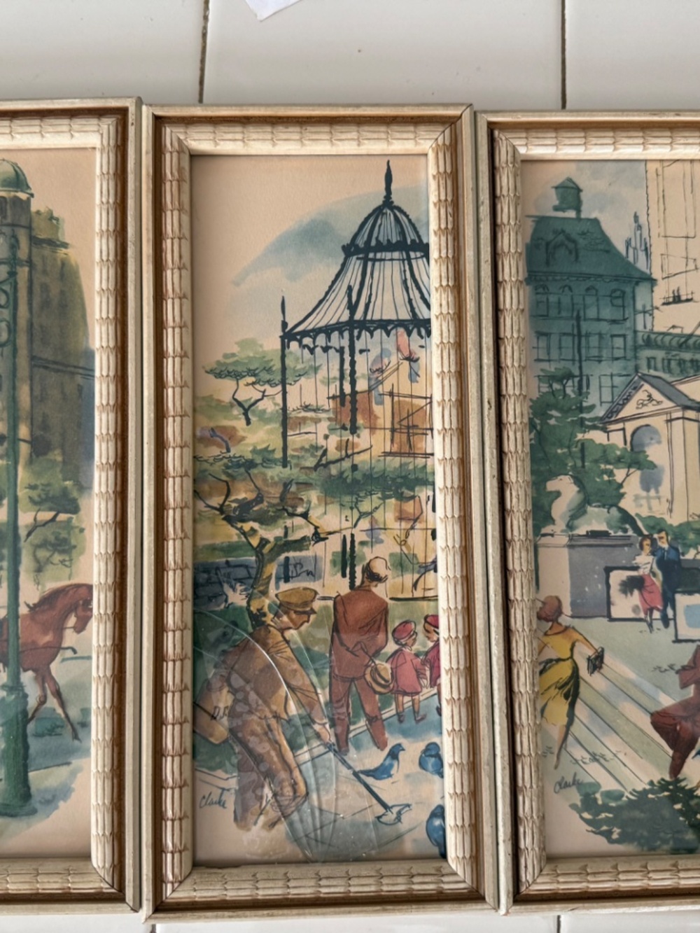 Three Vintage Mid-Century Watercolor